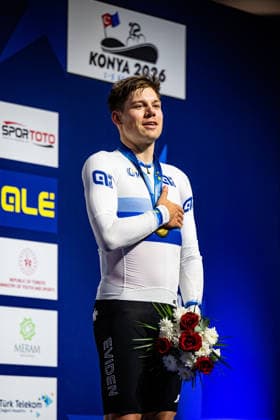 VOGEL Alex UEC Track Cycling European Championships Konya 2026 VOGEL Alex SUI Switzerland Winner First Place Award Ceremony Medal Ceremony Podium Portrait Portrait Portrait Event Event UEC Track Cycling European Championships 2026 Category Category Cycling Track Cycling European Championships Location Location Asia Türkiye Konya Discipline Scratch Category Elite Men Distance 10 km Date Date 03 02 2026 Tuesday Day 3