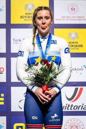 FINUCANE Emma UEC Track Cycling European Championships Konya 2026 FINUCANE Emma GBR Great Britain Winner First Place Award Ceremony Medal Ceremony Podium Portrait Portrait Portrait Event Event UEC Track Cycling European Championships 2026 Category Category Cycling Track Cycling European Championships Location Location Asia Türkiye Konya Discipline Sprint Category Elite Women Distance m Date Date 03 02 2026 Tuesday Day 3