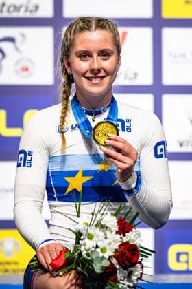 FINUCANE Emma UEC Track Cycling European Championships Konya 2026 FINUCANE Emma GBR Great Britain Winner First Place Award Ceremony Medal Ceremony Podium Portrait Portrait Portrait Event Event UEC Track Cycling European Championships 2026 Category Category Cycling Track Cycling European Championships Location Location Asia Türkiye Konya Discipline Sprint Category Elite Women Distance m Date Date 03 02 2026 Tuesday Day 3