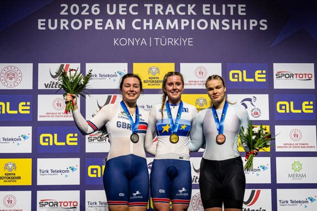 CAPEWELL Sophie, FINUCANE Emma, LYSENKO Alina UEC Track Cycling European Championships Konya 2026 CAPEWELL Sophie GBR Great Britain Second Place FINUCANE Emma GBR Great Britain Winner First Place LYSENKO Alina RUS Russia Third Place Award Ceremony Medal Ceremony Podium Landscape horizontal Landscape Event Event UEC Track Cycling European Championships 2026 Category Category Category Cycling Track Cycling European Championships Location Location Asia Türkiye Konya Discipline Sprint Category Elite Women Distance m Date Date 03 02 2026 Tuesday Day 3