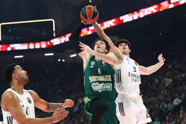 EuroLeague Basketball, Panathinaikos AKTOR Athens vs Real Madrid - Cedi Osman, 6 of Panathinaikos AKTOR Athens competes with Gabriele Procida, 9 of Real Madrid during the Euroleague regular season basketball match between Panathinaikos AKTOR Athens and Real Madrid at Telekom Center Athens on February 3, 2026 in Athens, Greece. ATHENS Greece Copyright: xOnexInchxProductionsx 6836663