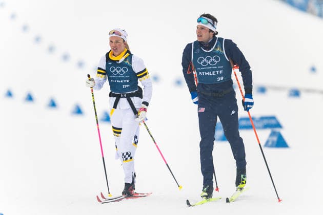 260204 Emma Ribom of Sweden and JC Schoonmaker of United States at a Cross-Country Skiing training session during day -2 of the 2026 Winter Olympics on February 4, 2026 in Val di Fiemme. Photo: Maxim Thore BILDBYRAN kod MT MT0951 skidor cross-country skiing langrenn Olympic Games, Olympische Spiele, Olympia, OS olympics winter olympics os ol olympiska spel vinter-os olympiske leker milano cortina 2026 milan cortina 2026 milano cortina 2026 olympic games milano cortina 2026 winter olympic games milano cortina-os milano cortina-ol vinter-ol -2 bbeng träning training sverige *** 260204 Emma Ribom of Sweden and JC Schoonmaker of United States at a Cross Country Skiing training session during day 2 of the 2026 Winter Olympics on February 4, 2026 in Val di Fiemme Photo Maxim Thore BILDBYRAN kod MT MT0951 skidor cross country skiing langrenn olympic games olympics winter olympics os ol olympiska spel vinter os olympiske leker milano cortina 2026 milan cortina 2026 milano cortina 2026 olympic games milano cortina 2026 winter olympic games milano cortina os milano cortina ol vinter ol 2 bbeng träning training sverige  Copyright: MAXIMxTHORE BB260204MT047