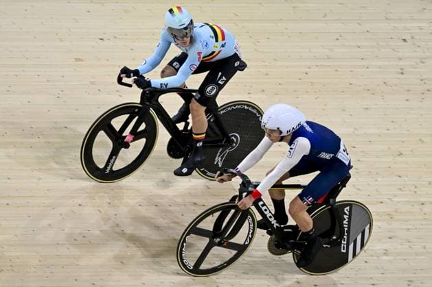 Belgian Milan Van den Haute and French Oscar Nilsson-Julien pictured in action during the men s Omnium qualifications on day 3 of the 2026 UEC Track Elite European Championships, in Konya, Turkey, Tuesday 03 February 2026. The European Championships take place from 01 to 05 February 2026. DIRKxWAEM  x160992266x
