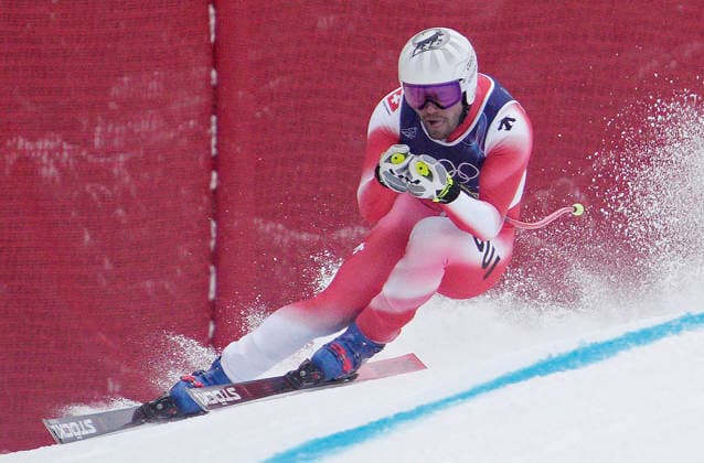 Alexis Monney of Switzerland takes a practice run on the Stelvio course during the 1st official training session for the Men s downhill skiing competition at the Milano Cortina 2026 Winter Olympic Games, Olympische Spiele, Olympia, OS in Bormio, Italy, on Wednesday, February 4, 2026. The downhill medal competition will take place on Saturday, February 7, 2026.  BOR20260204906 BOBxSTRONG