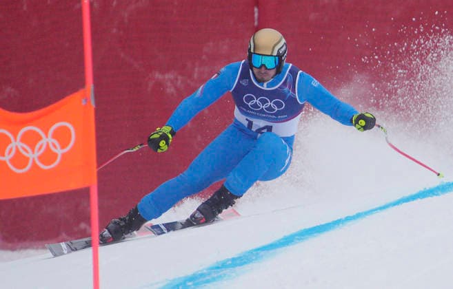 Dominik Paris of Italy takes a practice run on the Stelvio course during the 1st official training session for the Men s downhill skiing competition at the Milano Cortina 2026 Winter Olympic Games, Olympische Spiele, Olympia, OS in Bormio, Italy, on Wednesday, February 4, 2026. The downhill medal competition will take place on Saturday, February 7, 2026.  BOR20260204913 BOBxSTRONG