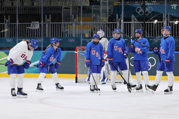 USA women s hockey team practices on Wednesday, February 4, 2026, before the start of the Milan 2026 Winter Olympics.  OLY20260204327 AARONxJOSEFCZYK