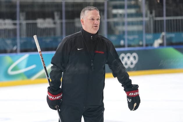 The Canadian women s hockey team head coach Troy Ryan skates during practice on Wednesday, February 4, 2026, before the start of the Milan 2026 Winter Olympics.  OLY20260204339 AARONxJOSEFCZYK