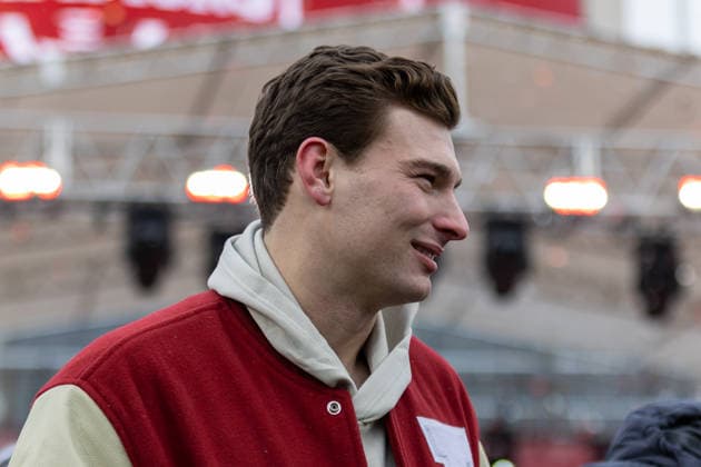 2025 NCAA, College League, USA Football: Indiana Hoosiers Football Championship Celebration Indiana Hoosiers quarterback Fernando Mendoza walks to the stage during the team celebration of winning the NCAA Football 2026 CFP National Championship at Memorial Stadium in Bloomington, Ind on Jan 24. (Nathan McDaniel Image of Bloomington Indiana United States EDITORIAL USE ONLY Copyright: xImagexofxSportx NathanxMcDanielx iosphotos393699