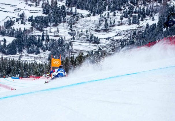 (260204) -- BORMIO, Feb. 4, 2026 -- Bryce Bennett of the United States takes part in the alpine skiing men s downhill first official training ahead of the 2026 Milan-Cortina Winter Olympics, in Bormio, Italy, Feb. 4, 2026. ) (MICO2026)ITALY-BORMIO-OLYMPIC Winter games, Winterspiele,Spiele, Summer games ALPINE SKIING-MEN S DOWNHILL-TRAINING YanxLinyun 