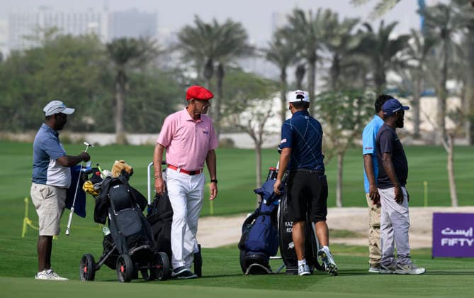 Qatar Masters 2026 - Previews Participants play during the pro-am ahead of the Qatar Masters at the Doha Golf Club in Doha, Qatar, February 4, 2026. DOHA Qatar Copyright: xNOUSHADx