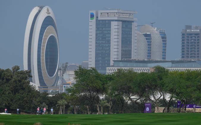 Qatar Masters 2026 - Previews Participants play during the pro-am ahead of the Qatar Masters at the Doha Golf Club in Doha, Qatar, February 4, 2026. DOHA Qatar Copyright: xNOUSHADx