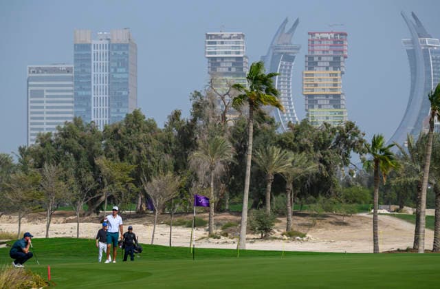 Qatar Masters 2026 - Previews Participants play during the pro-am ahead of the Qatar Masters at the Doha Golf Club in Doha, Qatar, February 4, 2026. DOHA Qatar Copyright: xNOUSHADx