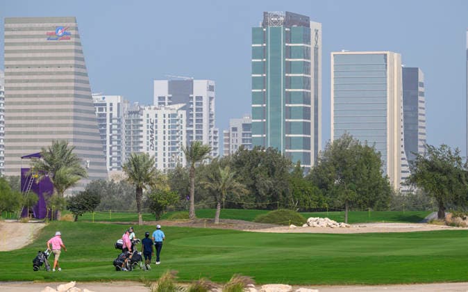 Qatar Masters 2026 - Previews Participants play during the pro-am ahead of the Qatar Masters at the Doha Golf Club in Doha, Qatar, February 4, 2026. DOHA Qatar Copyright: xNOUSHADx