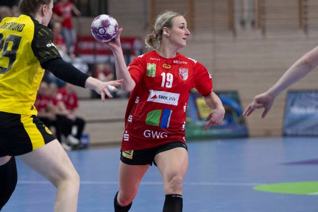Handball Bundesliga Women,HBF, Season 2025 2026 SV Union Halle Neustadt vs Borussia Dortmund Halle, Germany 04 February 2026 In the picture Lea Gruber Halle Halle Saale SWH Arena Sachsen Anhalt Germany