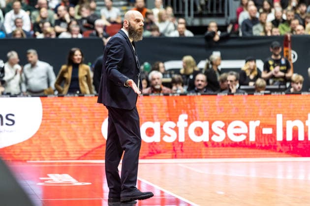 GER, BKT EuroCup, season 2025 2026, Niners Chemnitz Dolomiti Energia Trento 04 02 2026, Messe, Chemnitz, GER, BKT EuroCup, season 2025 2026, Niners Chemnitz Dolomiti Energia Trento Massimo Cancellieri Head Coach , Tolomiti Energia Trento Foto Alexander Trienitz Chemnitz Messe Sachsen Germany