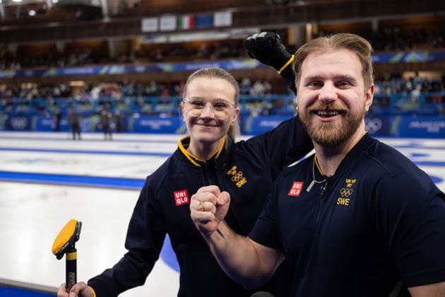 260204 Rasmus Wrana and Isabella Wrana of Sweden celebrate after competing in a round robin mixed doubles curling match between Sweden and South Korea during day -2 of the 2026 Winter Olympics on February 4, 2026 in Cortina. Photo: Mathias Bergeld BILDBYRAN kod MB MB1305 curling Olympic Games, Olympische Spiele, Olympia, OS olympics winter olympics os ol olympiska spel vinter-os olympiske leker milano cortina 2026 milan cortina 2026 milano cortina 2026 olympic games milano cortina 2026 winter olympic games milano cortina-os milano cortina-ol vinter-ol -2 bbeng round robin jubel celebrate *** 260204 Rasmus Wrana and Isabella Wrana of Sweden celebrate after competing in a round robin mixed doubles curling match between Sweden and South Korea during day 2 of the 2026 Winter Olympics on February 4, 2026 in Cortina Photo Mathias Bergeld BILDBYRAN kod MB MB1305 curling olympic games olympics winter olympics os ol olympiska spel vinter os olympiske leker milano cortina 2026 milan cortina 2026 milano cortina 2026 olympic games milano cortina 2026 winter olympic games milano cortina os milano cortina ol vinter ol 2 bbeng round robin jubel celebrate  Copyright: MATHIASxBERGELD BB260204MB107