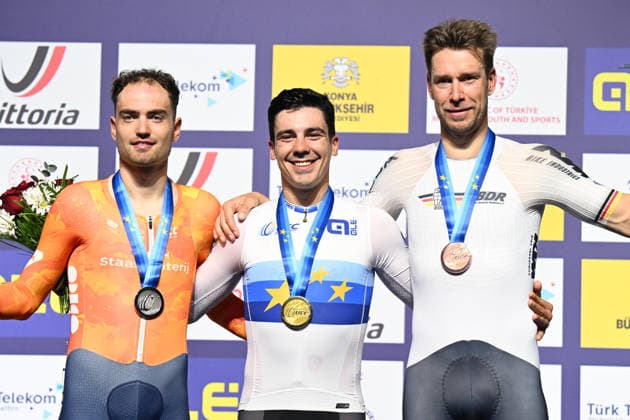 04-02-2026 European Championships Elite Track; Giornata 04; 2026, Portogallo; 2026, Olanda; 2026, Germany; Leitao, Iuri; Dorenbos, Yanne; Kluge, Roger; Konya - Velodrom; 