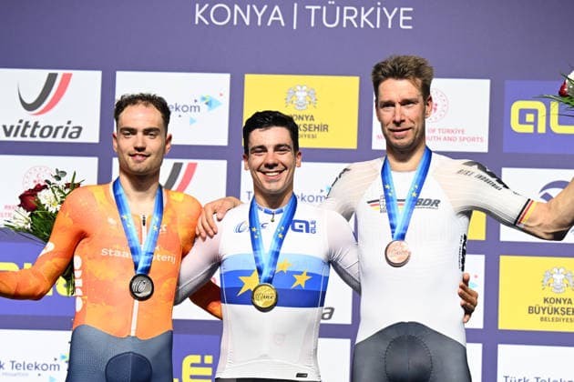 04-02-2026 European Championships Elite Track; Giornata 04; 2026, Portogallo; 2026, Olanda; 2026, Germany; Leitao, Iuri; Dorenbos, Yanne; Kluge, Roger; Konya - Velodrom; 