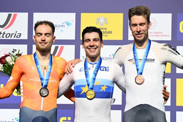04-02-2026 European Championships Elite Track; Giornata 04; 2026, Portogallo; 2026, Olanda; 2026, Germany; Leitao, Iuri; Dorenbos, Yanne; Kluge, Roger; Konya - Velodrom; 