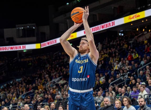 Basketball, Men, Season 2025 2026, Basketball Champions League Round of 16, Group J , Alba Berlin Karditsa Iaponiki, Noah Horchler Karditsa , 04 02 2026, Copyright: xSebastianxRäppold MatthiasxKochx