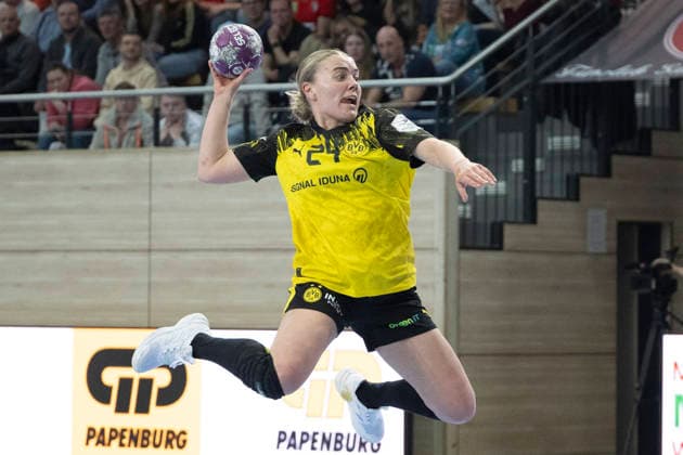 Handball Bundesliga Women,HBF, Season 2025 2026 SV Union Halle Neustadt vs Borussia Dortmund Halle, Germany 04 February 2026 In the picture Guro Husebo Dortmund Halle Saale SWH Arena Sachsen Anhalt Germany