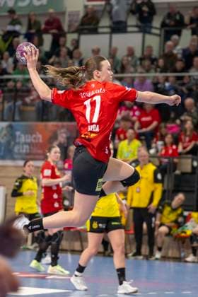 Handball Bundesliga Women,HBF, Season 2025 2026 SV Union Halle Neustadt vs Borussia Dortmund Halle, Germany 04 February 2026 In the picture Emma Hertha Halle Halle Saale SWH Arena Sachsen Anhalt Germany
