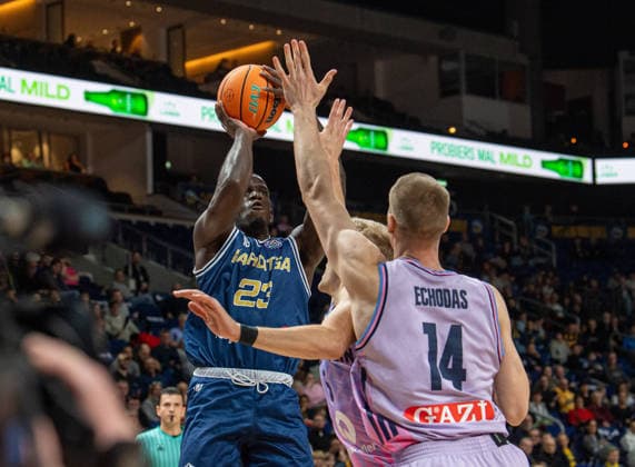 Basketball, Men, Season 2025 2026, Basketball Champions League Round of 16, Group J , Alba Berlin Karditsa Iaponiki, v l Damien Jefferson Karditsa , Sam Griesel Alba , Martynas Echodas Alba , 04 02 2026, Copyright: xSebastianxRäppold MatthiasxKochx