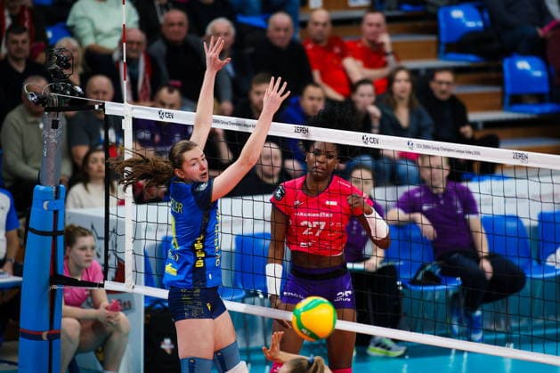 2026.02.04 Rzeszow Siatkowka, Liga Mistrzyn 2026 DevelopRes Rzeszow - SSC Palmberg Schwerin N z Taylor Bannister Leana Grozer Foto Marta Badowska PressFocus 2026.02.04 Rzeszow Volleyball, CEV Champions League Volley 2026 Women Taylor Bannister Leana Grozer Credit: Marta Badowska PressFocus NEWSPIX.PL --- newspix.pl POLAND OUT! 