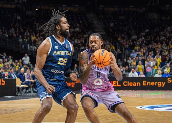 Basketball, Men, Season 2025 2026, Basketball Champions League Round of 16, Group J , Alba Berlin Karditsa Iaponiki, v l Warren Washington Karditsa , J wan Roberts Alba , 04 02 2026, Copyright: xSebastianxRäppold MatthiasxKochx