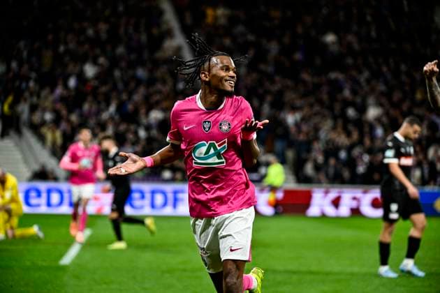 FOOTBALL : Toulouse vs Amiens - 8eme de Finale de la Coupe de France - Toulouse - 04 02 2026 Action but et joie Yann Gboho (tfc) Toulouse  Copyright: xThierryxBretonx