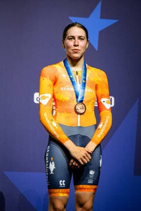 VAN ROOIJEN Sofie UEC Track Cycling European Championships Konya 2026 VAN ROOIJEN Sofie NED Netherlands Third Place Award Ceremony Medal Ceremony Podium Portrait Portrait Portrait Event Event UEC Track Cycling European Championships 2026 Category Category Cycling Track Cycling European Championships Location Location Asia Türkiye Konya Discipline Points Race Category Elite Women Distance 25 km Date Date 04 02 2026 Wednesday Day 4