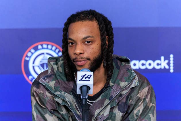 February 4, 2026, Inglewood, California, USA: Darius Garland during a press conference, PK, Pressekonferenz introducing him to the Los Angeles Clippers on Wednesday February 4, 2026 at Intuit Dome in Inglewood, California. ARIANA RUIZ PI Inglewood USA - ZUMAp124 20260204_zaa_p124_005 Copyright: xArianaxRuizx