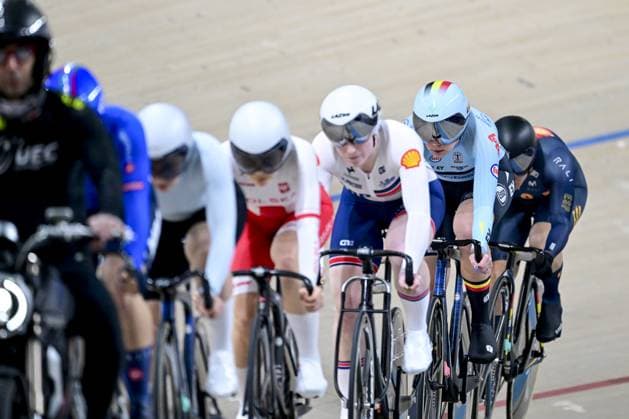 Belgian Zita Gheysens pictured in action during the women s Keirin first round at the fifth and last day of the 2026 UEC Track Elite European Championships, in Konya, Turkey, Thursday 05 February 2026. The European Championships take place from 01 to 05 February 2026. DIRKxWAEM  x161190674x