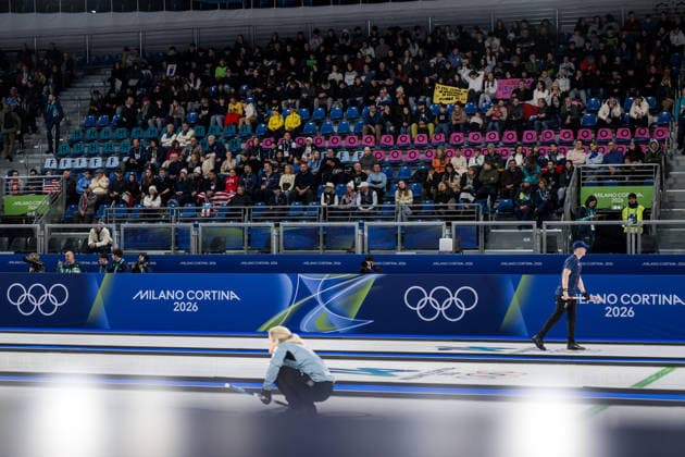 260205 Fans in the stands at a round robin mixed doubles curling match between Czech Republic and Sweden during day -1 of the 2026 Winter Olympics on February 5, 2026 in Cortina. Photo: Mathias Bergeld BILDBYRAN kod MB MB1306 curling Olympic Games, Olympische Spiele, Olympia, OS olympics winter olympics os ol olympiska spel vinter-os olympiske leker milano cortina 2026 milan cortina 2026 milano cortina 2026 olympic games milano cortina 2026 winter olympic games milano cortina-os milano cortina-ol vinter-ol -1 bbeng publik *** 260205 Fans in the stands at a round robin mixed doubles curling match between Czech Republic and Sweden during day 1 of the 2026 Winter Olympics on February 5, 2026 in Cortina Photo Mathias Bergeld BILDBYRAN code MB MB1306 curling olympic games olympics winter olympics os ol olympiska spel vinter os olympiske leker milano cortina 2026 milan cortina 2026 milano cortina 2026 olympic games milano cortina 2026 winter olympic games milano cortina os milano cortina ol vinter ol 1 bbeng publik  Copyright: MATHIASxBERGELD BB260205MB007