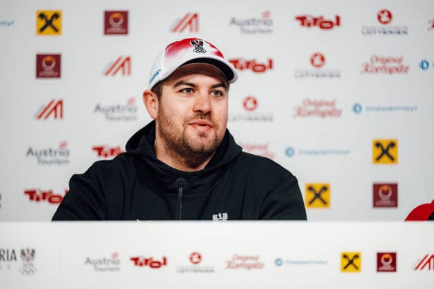 OLYMPICS - Winter Olympic Games, Olympische Spiele, Olympia, OS Milano Cortina 2026 CORTINA D AMPEZZO,ITALY,05.FEB.26 - OLYMPICS, LUGE - Winter Olympic Games Milano Cortina 2026, Austria House, preview, singles, men, press conference, PK, Pressekonferenz Rodel Austria. Image shows Nico Gleirscher (AUT) during an interview.  GEPAxpictures xAlexanderxSolc