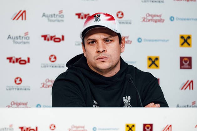 OLYMPICS - Winter Olympic Games, Olympische Spiele, Olympia, OS Milano Cortina 2026 CORTINA D AMPEZZO,ITALY,05.FEB.26 - OLYMPICS, LUGE - Winter Olympic Games Milano Cortina 2026, Austria House, preview, singles, men, press conference, PK, Pressekonferenz Rodel Austria. Image shows Jonas Mueller (AUT) during an interview.  GEPAxpictures xAlexanderxSolc