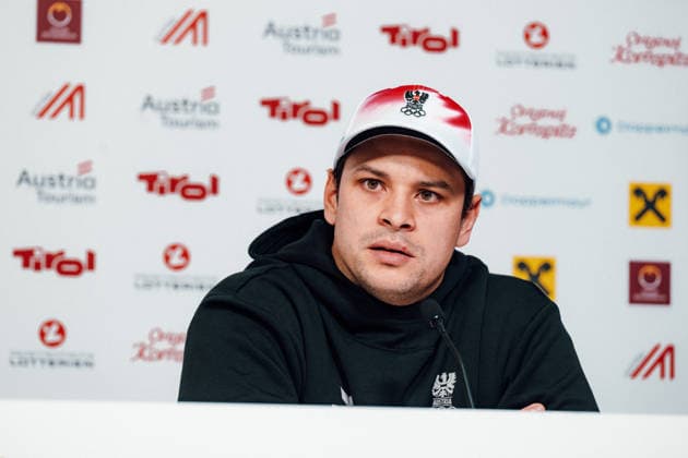 OLYMPICS - Winter Olympic Games, Olympische Spiele, Olympia, OS Milano Cortina 2026 CORTINA D AMPEZZO,ITALY,05.FEB.26 - OLYMPICS, LUGE - Winter Olympic Games Milano Cortina 2026, Austria House, preview, singles, men, press conference, PK, Pressekonferenz Rodel Austria. Image shows Jonas Mueller (AUT) during an interview.  GEPAxpictures xAlexanderxSolc