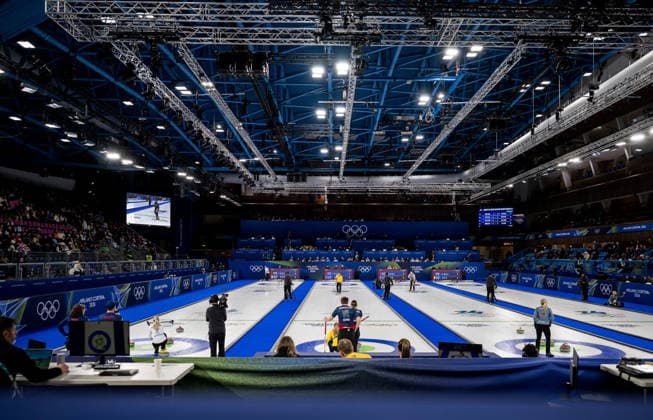 260205 View of Cortina Curling Olympic Stadium at a round robin mixed doubles curling match between Czech Republic and Sweden during day -1 of the 2026 Winter Olympics on February 5, 2026 in Cortina. Photo: Mathias Bergeld BILDBYRAN kod MB MB1306 curling Olympic Games, Olympische Spiele, Olympia, OS olympics winter olympics os ol olympiska spel vinter-os olympiske leker milano cortina 2026 milan cortina 2026 milano cortina 2026 olympic games milano cortina 2026 winter olympic games milano cortina-os milano cortina-ol vinter-ol -1 bbeng *** 260205 View of Cortina Curling Olympic Stadium at a round robin mixed doubles curling match between Czech Republic and Sweden during day 1 of the 2026 Winter Olympics on February 5, 2026 in Cortina Photo Mathias Bergeld BILDBYRAN code MB MB1306 curling olympic games olympics winter olympics os ol olympiska spel vinter os olympiske leker milano cortina 2026 milan cortina 2026 milano cortina 2026 olympic games milano cortina 2026 winter olympic games milano cortina os milano cortina ol vinter ol 1 bbeng  Copyright: MATHIASxBERGELD BB260205MB019