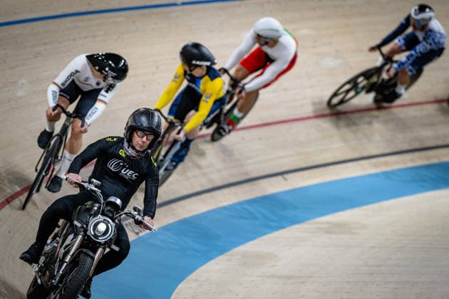 SPIEGEL Luca, MINCHEV Yordanov Miroslav, LIVANOS Konstantinos, SANCHEZ GARMENDIA Esteban, DANYLCHUK Bohdan, ZAITSAU Artsiom UEC Track Cycling European Championships Konya 2026 SPIEGEL Luca GER Germany MINCHEV Yordanov Miroslav BUL Bulgaria LIVANOS Konstantinos GRE Greece SANCHEZ GARMENDIA Esteban ESP Spain DANYLCHUK Bohdan UKR Ukraine ZAITSAU Artsiom BEL Belarus landscape format landscape horizontal Landscape Event Event UEC Track Cycling European Championships 2026 Category Category Cycling Track Cycling European Championships Location Location Asia Türkiye Konya Discipline Keirin Category Elite Men Distance m Date Date 05 02 2026 Thursday Day 5