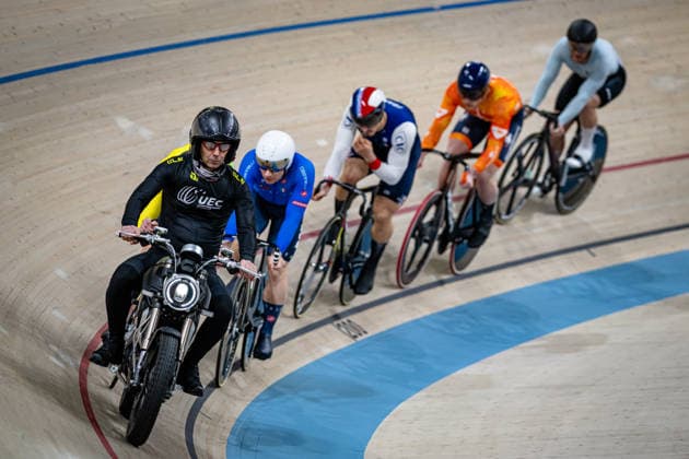 HELAL Rayan, PREDOMO Mattia, VADAPALAS Eimantas, LENEMAN Loris, HLOVA Aliaksandr UEC Track Cycling European Championships Konya 2026 HELAL Rayan FRA France PREDOMO Mattia ITA Italy VADAPALAS Eimantas LTU Lithuania LENEMAN Loris NED Netherlands HLOVA Aliaksandr BLR Belarus Landscape horizontal Landscape Event Event UEC Track Cycling European Championships 2026 Category Category Cycling Track Cycling European Championships Location Location Asia Türkiye Konya Discipline Keirin Category Elite Men Distance m Date Date 05 02 2026 Thursday Day 5