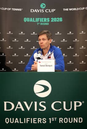 press conference, PK, Pressekonferenz with Czech tennis team captain Tomas Berdych ahead of the Davis Cup qualifiers match Czech Republic - Sweden, in Jihlava, Czech Republic, on February 5, 2026. (CTKxPhoto LiborxPlihal) CTKPhotoP2026020503549  CTKPhotoP2026020503549