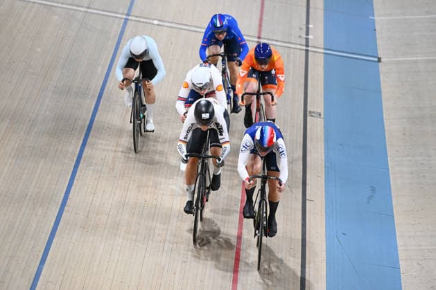 2026 UEC Track Elite European Championships Picture by Olly Hassell SWpix.com - 05 02 2026 - Cycling - 2026 UEC Track Elite European Championships - Konya Velodrome, Konya, Türkiye - Women™s Keirin - Semifinals - Kimberly Kalee (Netherlands), Iana Burlakova (Individual Neutral Athletes), Lea Sophie Friedrich (Germany), Lauren Bell (Great Britain), Matilde Cenci (Italy), Mathilde Gros (France) Konya Konya Velodrome Türkiye Copyright: x xSWpix.comx(t axPhotographyxHubxLtd)xOllyxHassell SWpix.comx SWP-3177-0973