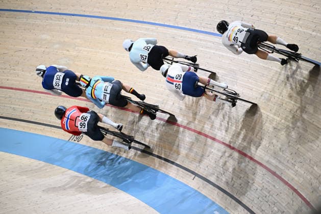 2026 UEC Track Elite European Championships Picture by Olly Hassell SWpix.com - 05 02 2026 - Cycling - 2026 UEC Track Elite European Championships - Konya Velodrome, Konya, Türkiye - Men™s Keirin - Semifinals - Lowie Nulens (Belgium), Luca Spiegel (Germany), Harry Ledingham-Horn (Great Britain), Tim Edvard Mechtchanski Pettersen (Norway), Nikita Kiriltsev (Individual Neutral Athletes), Tom Derache (France) Konya Konya Velodrome Türkiye Copyright: x xSWpix.comx(t axPhotographyxHubxLtd)xOllyxHassell SWpix.comx SWP-3177-0979