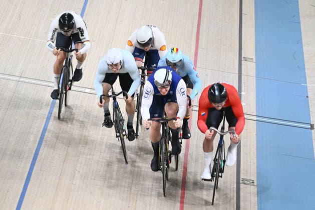 2026 UEC Track Elite European Championships Picture by Olly Hassell SWpix.com - 05 02 2026 - Cycling - 2026 UEC Track Elite European Championships - Konya Velodrome, Konya, Türkiye - Men™s Keirin - Semifinals - Lowie Nulens (Belgium), Luca Spiegel (Germany), Harry Ledingham-Horn (Great Britain), Tim Edvard Mechtchanski Pettersen (Norway), Nikita Kiriltsev (Individual Neutral Athletes), Tom Derache (France) Konya Konya Velodrome Türkiye Copyright: x xSWpix.comx(t axPhotographyxHubxLtd)xOllyxHassell SWpix.comx SWP-3177-0980