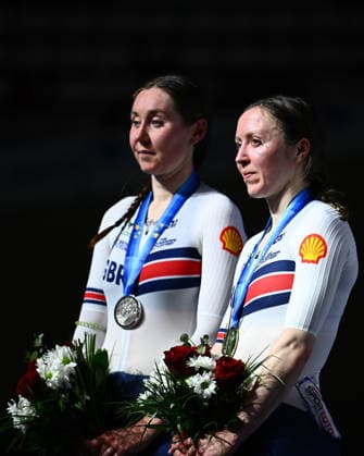 2026 UEC Track Elite European Championships Picture by Olly Hassell SWpix.com - 05 02 2026 - Cycling - 2026 UEC Track Elite European Championships - Konya Velodrome, Konya, Türkiye - Women™s Madison Podium - Katie Archibald (Great Britain) and Anna Morris (Great Britain) Silver Medalists Konya Konya Velodrome Türkiye Copyright: x xSWpix.comx(t axPhotographyxHubxLtd)xOllyxHassell SWpix.comx SWP-3177-1032