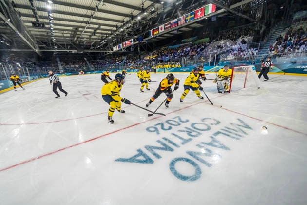 February 5, 2026, Milan, Lombardy, Italy: Sweden defeats Germany 4-1 in the Preliminary Round Group B at the Milano Ice Park in Rho in MILAN, Italy during the 2026 Milano Corntina Winter Olympics Milan Italy - ZUMAa161 20260205_oly_a161_004 Copyright: xWalterxG.xArcex