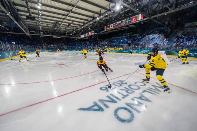 February 5, 2026, Milan, Lombardy, Italy: Sweden defeats Germany 4-1 in the Preliminary Round Group B at the Milano Ice Park in Rho in MILAN, Italy during the 2026 Milano Corntina Winter Olympics Milan Italy - ZUMAa161 20260205_oly_a161_005 Copyright: xWalterxG.xArcex