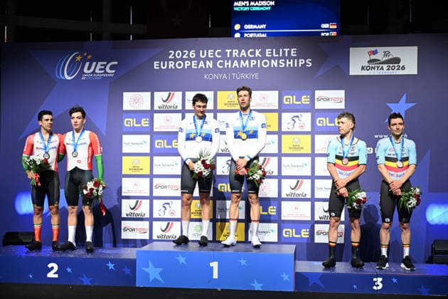 05-02-2026 European Championships Elite Track; Giornata 05; 2026, Germany; 2026, Portogallo; 2026, Belgium; Kluge, Roger; Augenstein, Moritz; Leitao, Iuri; Narciso, Diogo; De Buyst, Jasper; Hesters, Jules; Konya - Velodrom; 