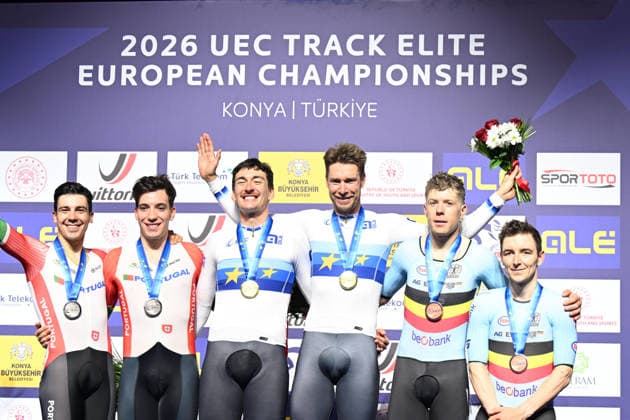 05-02-2026 European Championships Elite Track; Giornata 05; 2026, Germany; 2026, Portogallo; 2026, Belgium; Kluge, Roger; Augenstein, Moritz; Leitao, Iuri; Narciso, Diogo; De Buyst, Jasper; Hesters, Jules; Konya - Velodrom; 