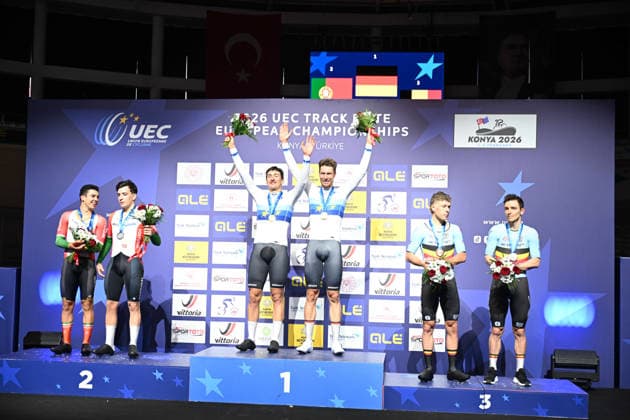 05-02-2026 European Championships Elite Track; Giornata 05; 2026, Germany; 2026, Portogallo; 2026, Belgium; Kluge, Roger; Augenstein, Moritz; Leitao, Iuri; Narciso, Diogo; De Buyst, Jasper; Hesters, Jules; Konya - Velodrom; 